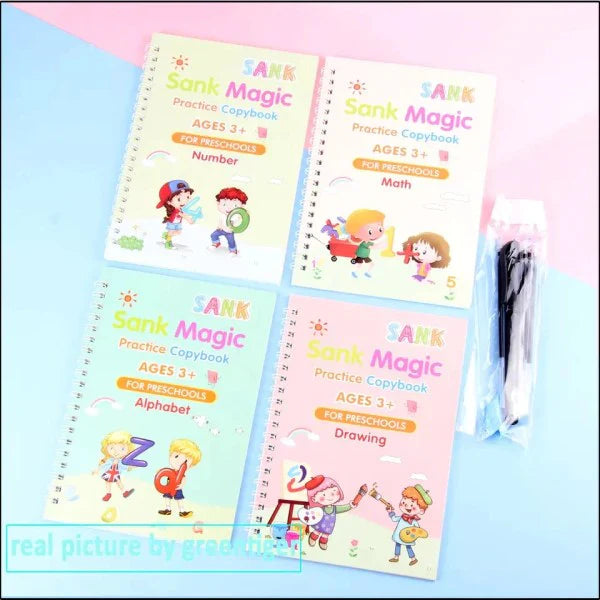 Rolligma™ - Magic Book Practice For Kids (4 Books + Magic Pen With 10 Ink Refills)